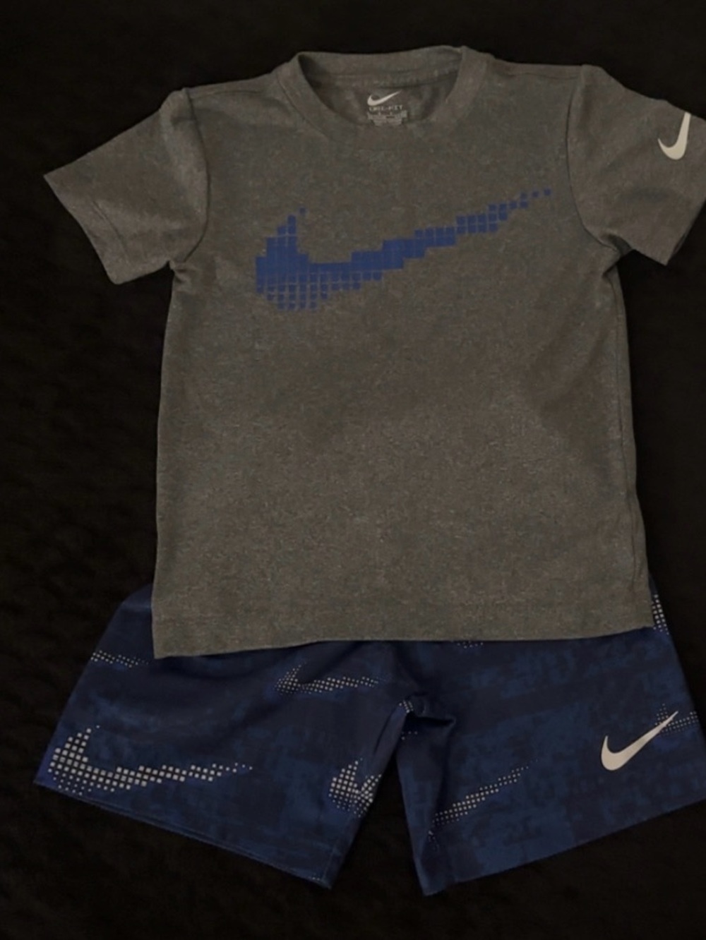Nike Gray and Blue Boys Athletic Tee with Matching Shorts